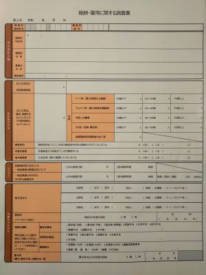 報酬・雇用に関する調査票の様式